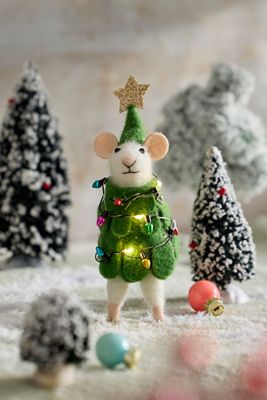 Terrain Illuminated LED Christmas Tree Mouse Felt Critter