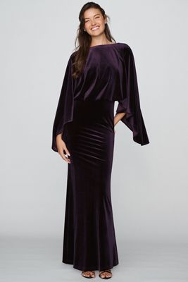 Mare Mare Velvet Cape Sleeve Maxi Dress