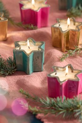 Santal + Rose Star Candles, Set of 6