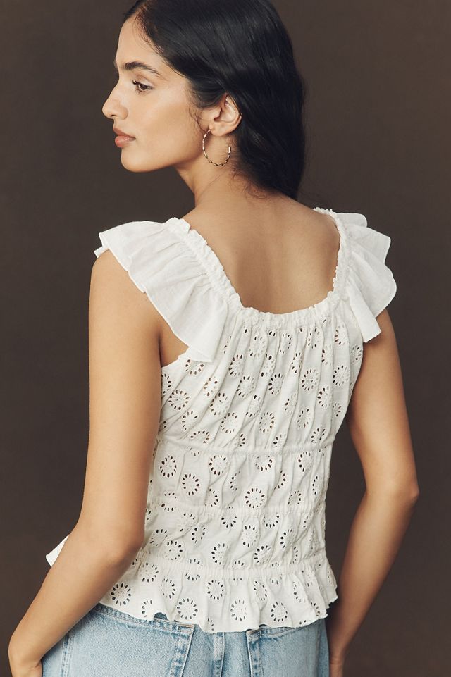 Eyelet Flutter-Sleeve Blouse #1