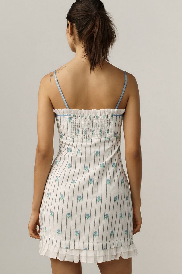 Maeve Sleeveless Jacquard Ruffle-Hem Mini Dress #1