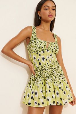 pinnacle by shruti sancheti sheer floral mini dress Pinnacle By Shruti Sancheti Smocked A-Line Midi Dress
