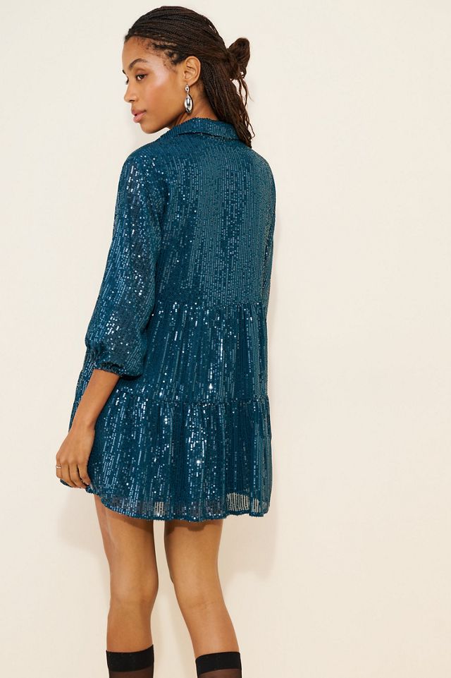 Maeve Bettina Sequin Mini Shirt Dress #1