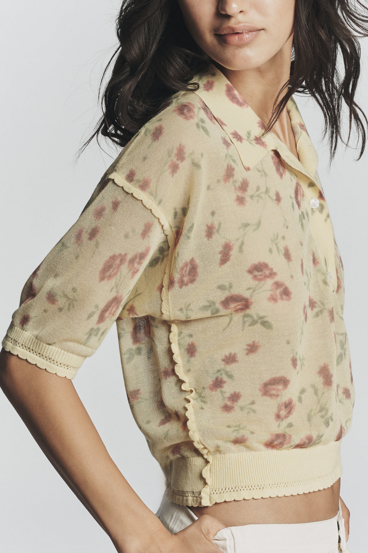 Maeve Short Sleeve Sheer Pullover Sweater