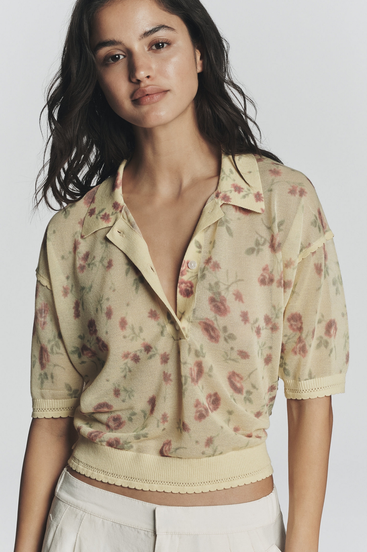 Maeve Short Sleeve Sheer Pullover Sweater