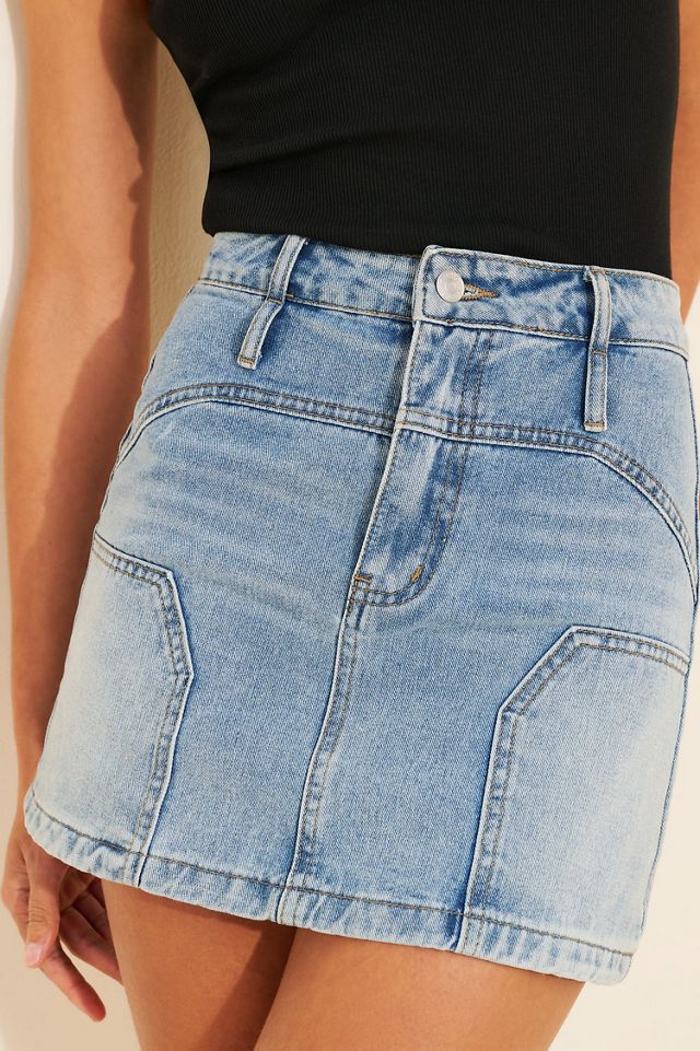 Cubic Light Blue Paneled Denim Skirt #3