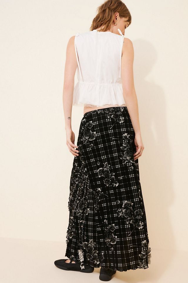 Cubic Floral Print A-Line Skirt #1