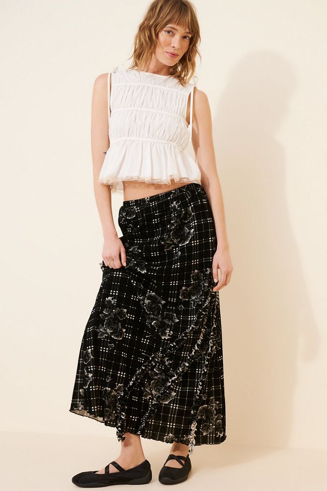 Cubic Floral Print A-Line Skirt #2