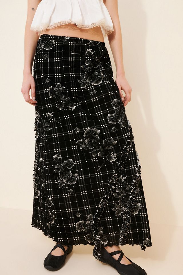 Cubic Floral Print A-Line Skirt #3