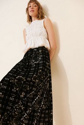 Cubic Floral Print A-Line Skirt