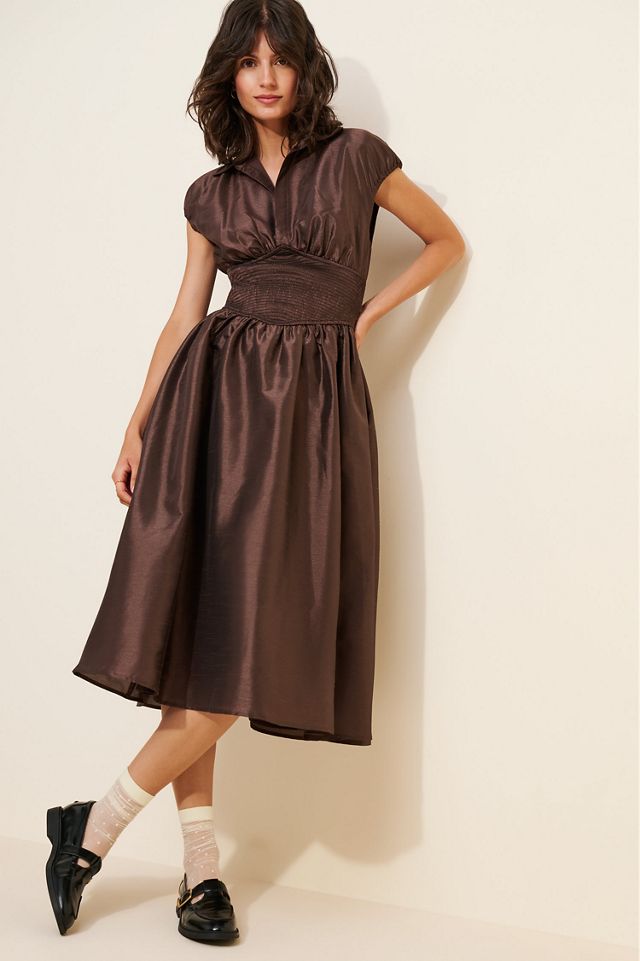 Hutch Drop-Waist Short-Sleeve Iridescent Midi Dress #3