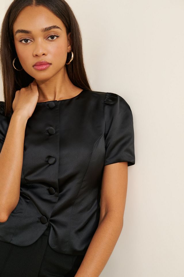 French Connection Jaxon Satin Puff-Sleeve Top #3