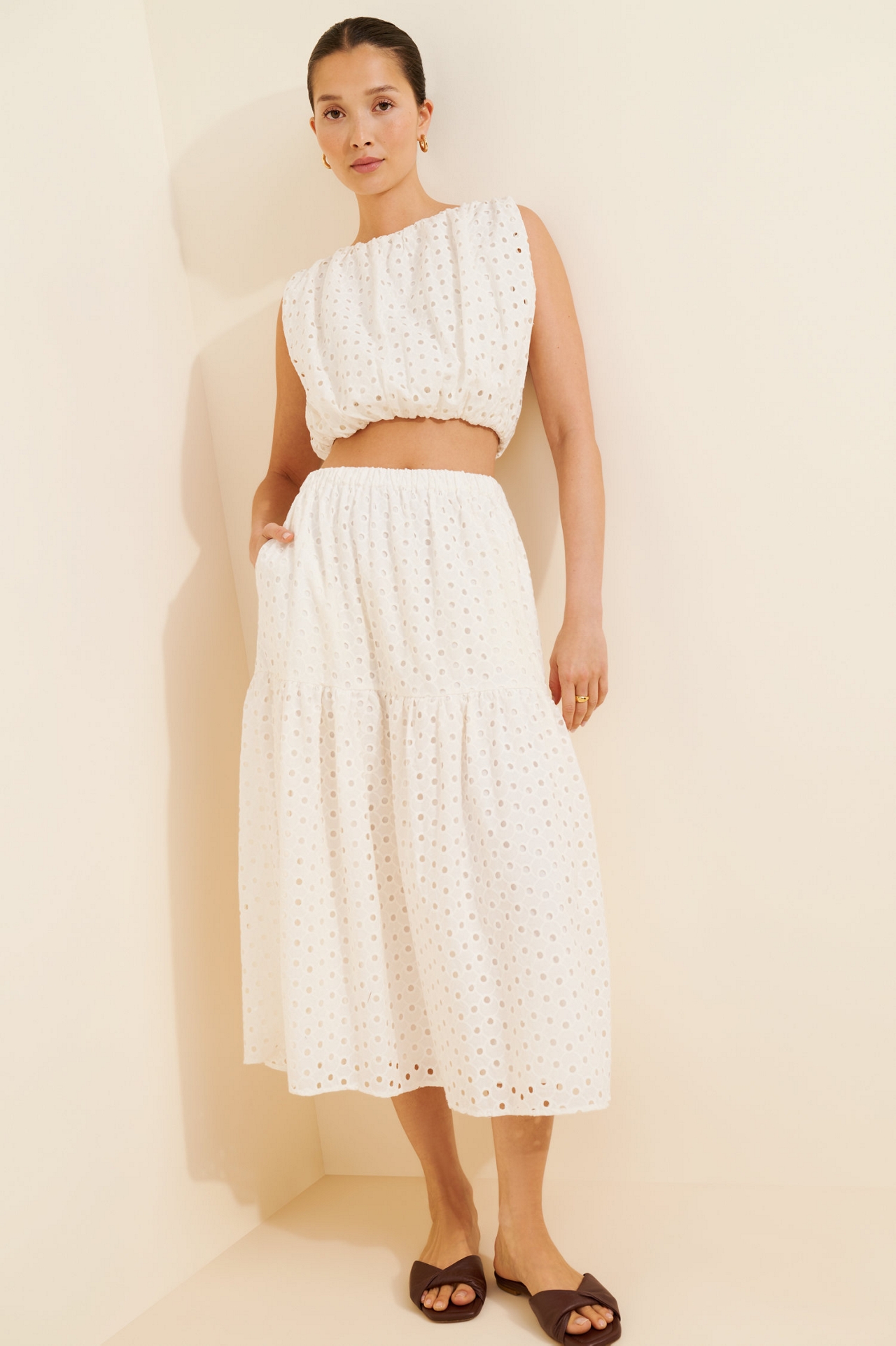 ASTR the Label Nalley Eyelet Crop Top