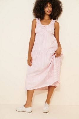 Eloquii One-Shoulder Stripe Asymmetric Midi Dress | Anthropologie