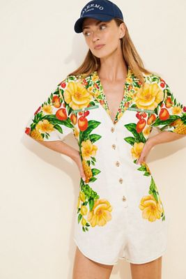 FARM Rio Picnic Flowers Linen Romper