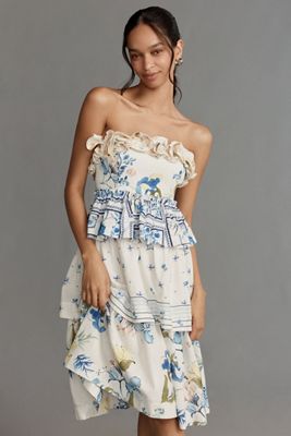 farm rio printed eyelet asymmetrical dress Farm Rio Printed Eyelet Asymmetrical Dress