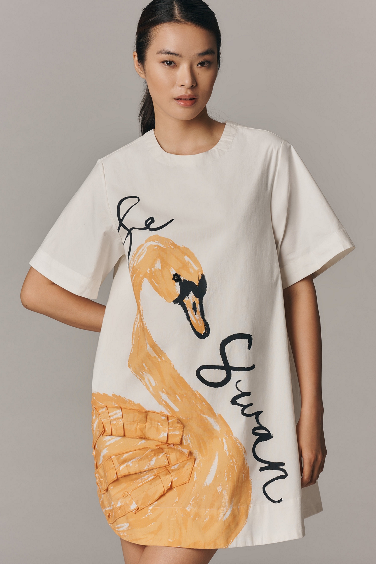 Maeve The Emmy Short-Sleeve Swing Mini Dress: Graphic Edition