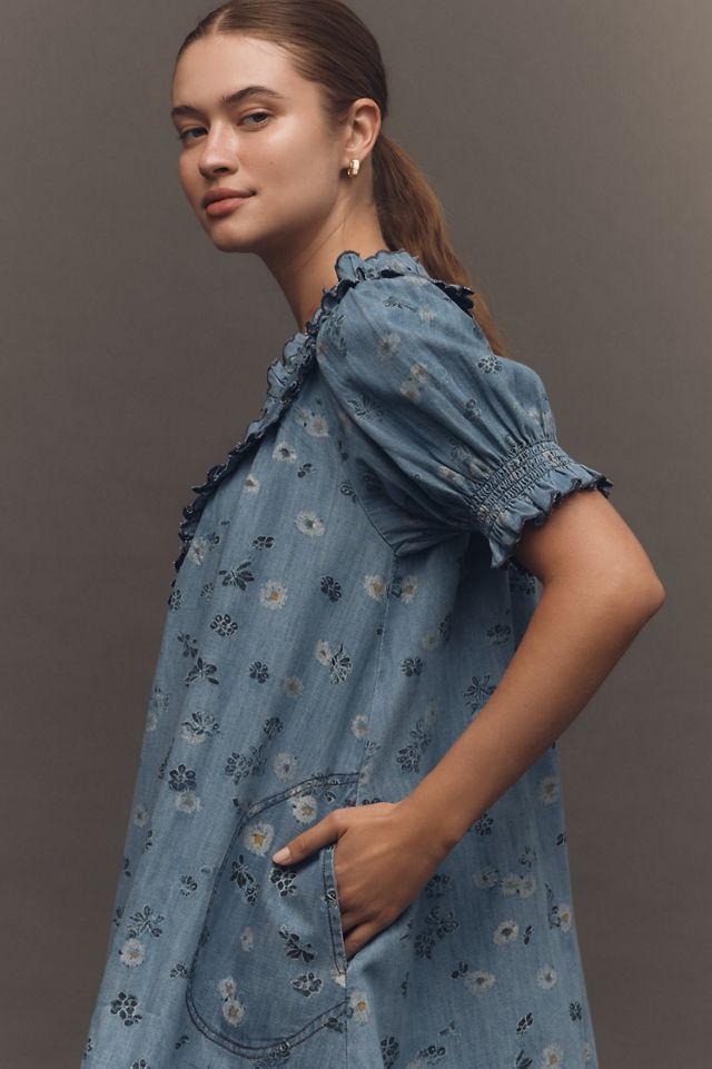 Pilcro Puff-Sleeve Ruffled V-Neck Swing Mini Dress #2