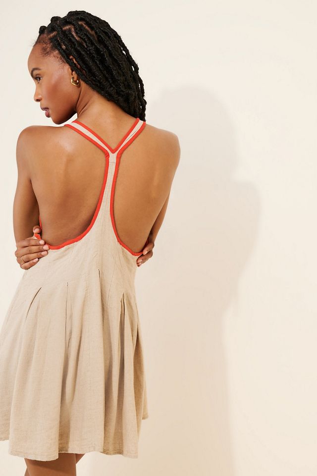 Celandine Crab Shack Bib Linen Blend Mini Dress #1