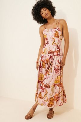 little lies linen dress Little Lies Resort Linen Tiered Midi Dress