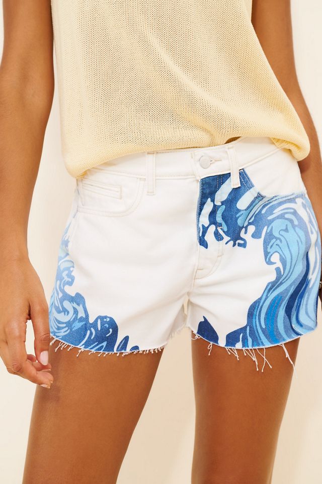 Pilcro The Devon Denim Shorts: Wave Print Edition #2