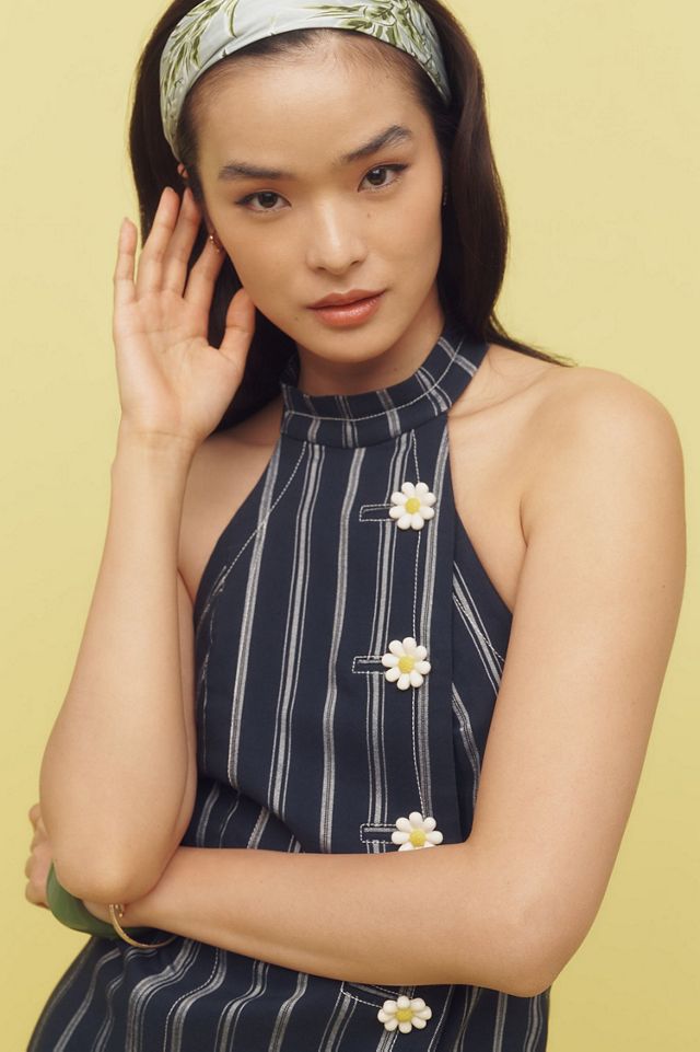 Maeve Halter Deco Button Mini Dress #2