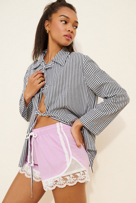 Daily Practice by Anthropologie Long Jump Lace-Trim Drawstring