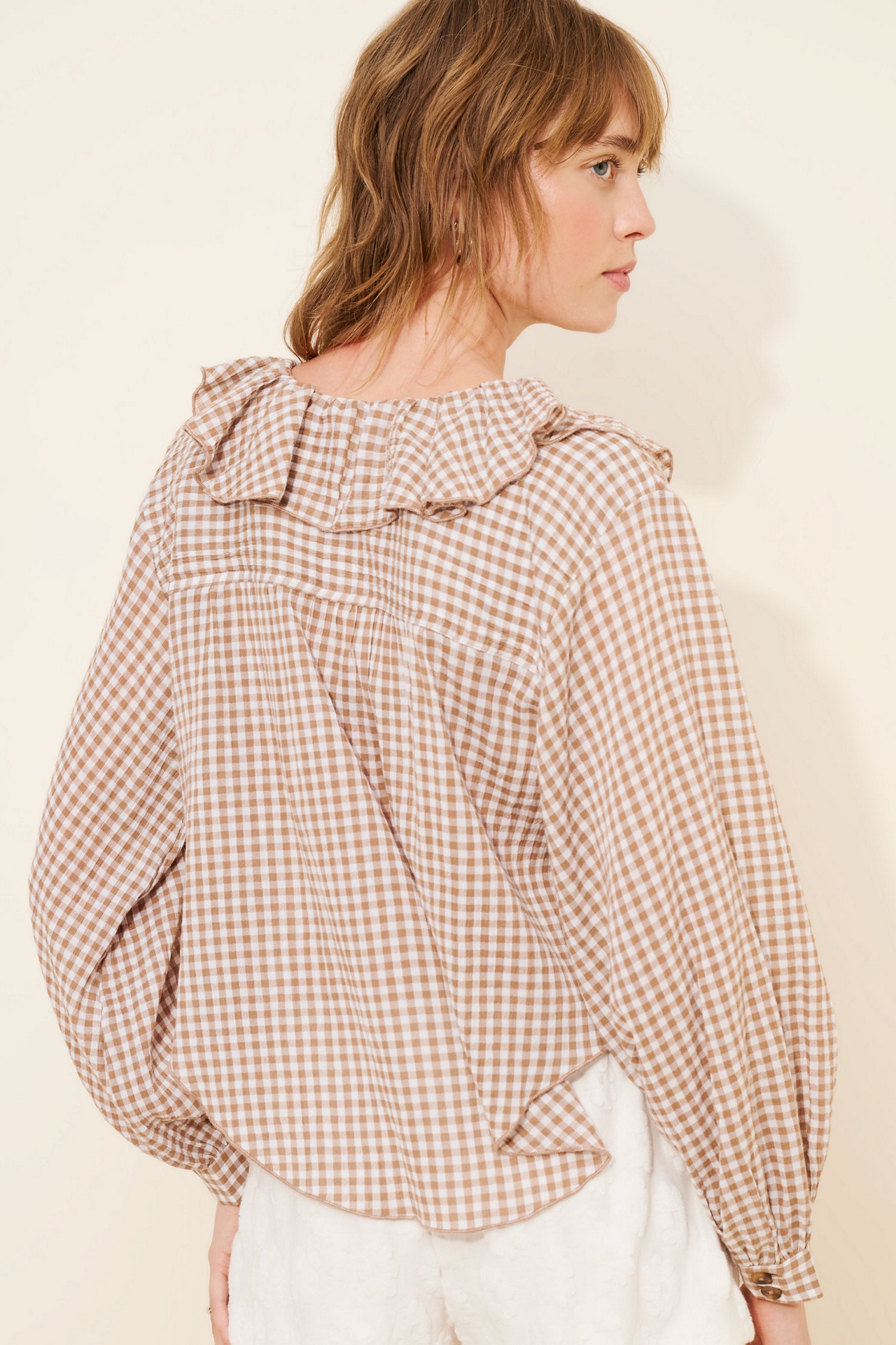 Pilcro Ruffle Collar Buttondown Shirt