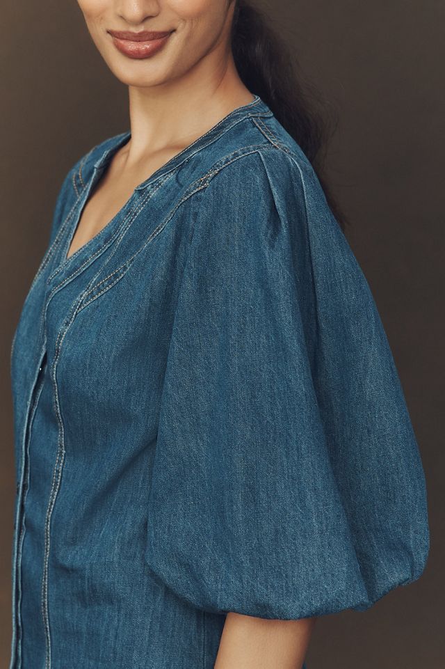 Pilcro Puff-Sleeve Denim Shirt Dress #2