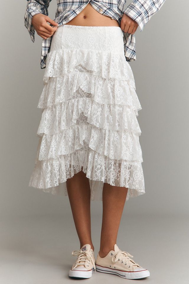 Tiered Lace Midi Skirt #3