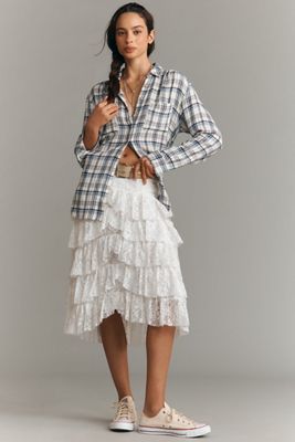 Tiered Lace Midi Skirt
