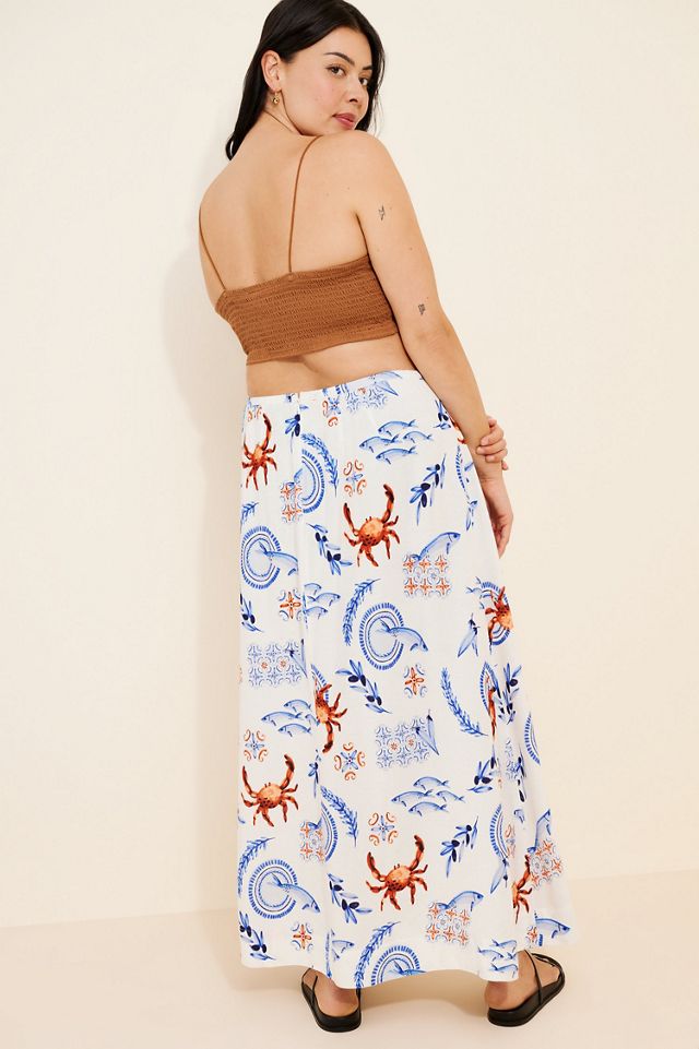 Eloquii Printed Linen Blend Maxi Skirt #1