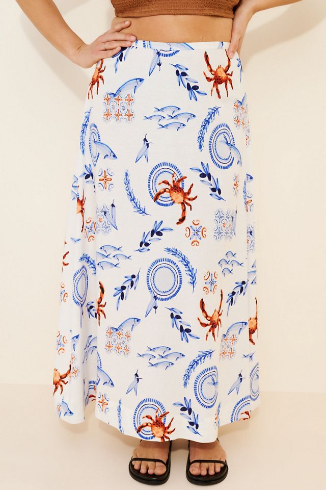 Eloquii Printed Linen Blend Maxi Skirt #2