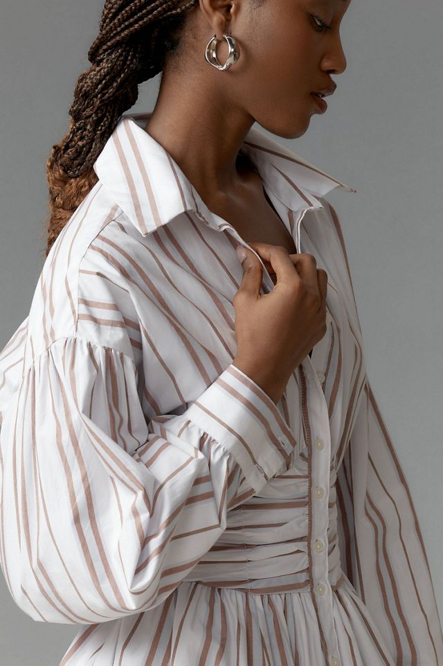 Long-Sleeve Collared A-Line Mini Dress #2