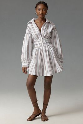 long-sleeve tie-front mini shirt dress plenty by tracy reese Plenty by Tracy Reese Long-Sleeve Ruched Mini Dress