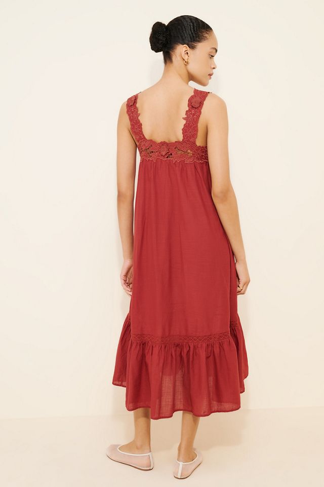Sleeveless Embroidered Midi Nap Dress #1
