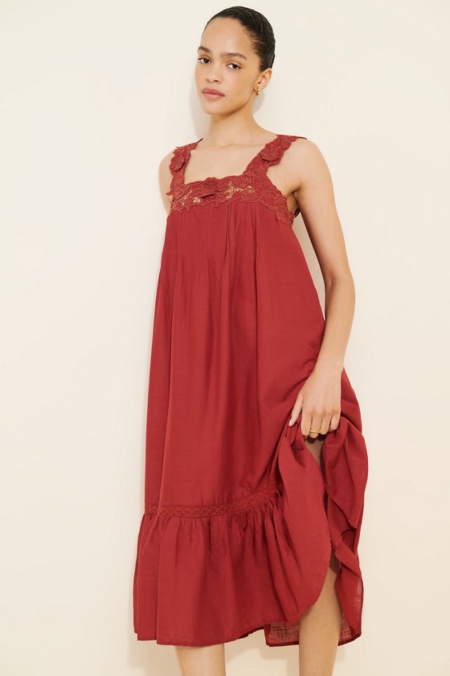 Sleeveless Embroidered Midi Nap Dress #3