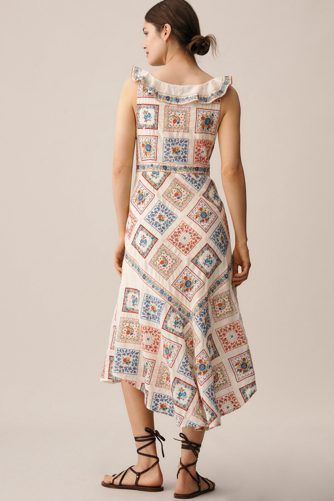 Sleeveless Ruffled V-Neck Midi Dress