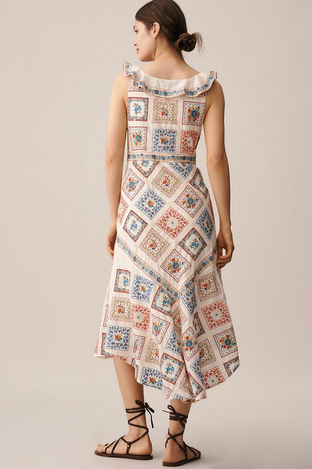 Sleeveless Ruffled V-Neck Midi Dress #1
