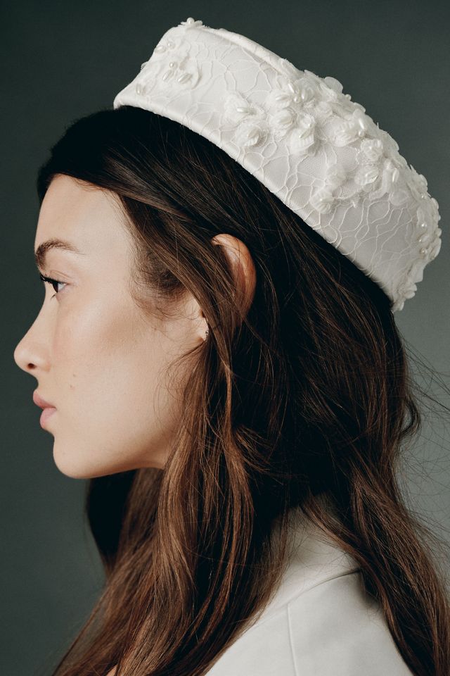 Gaios Iris 3D Floral Beaded Pillbox Hat #4