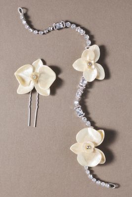 Gaios Crystal Orchid Hair Piece and Hair Pin