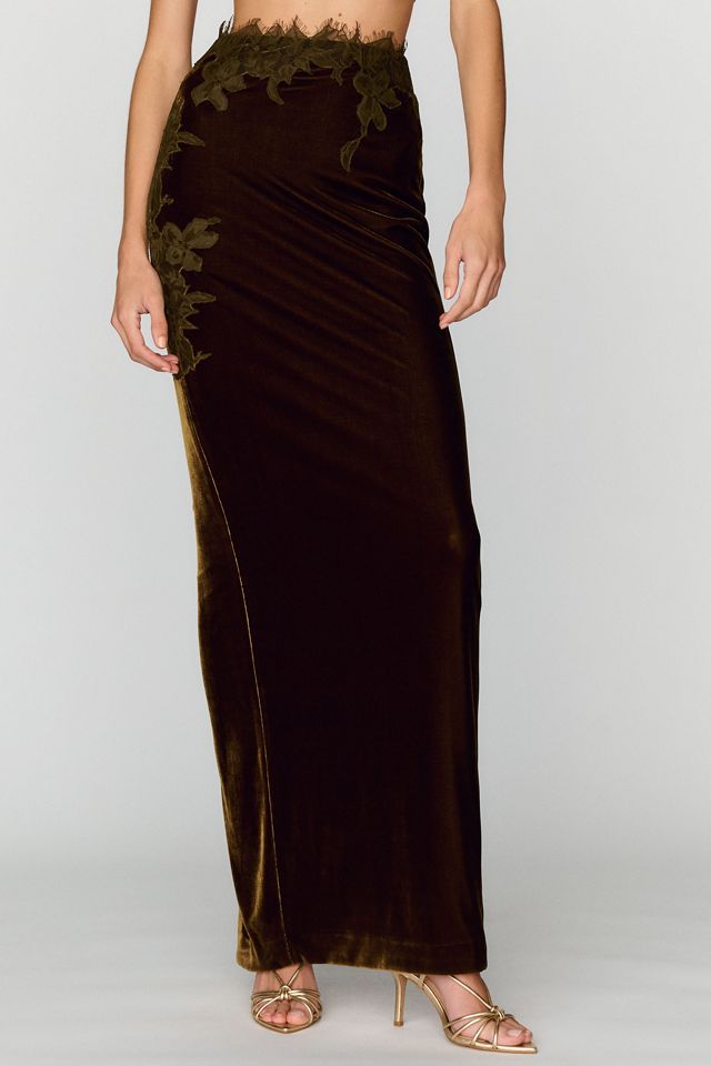 SAU LEE Morgana Velvet Maxi Skirt #3