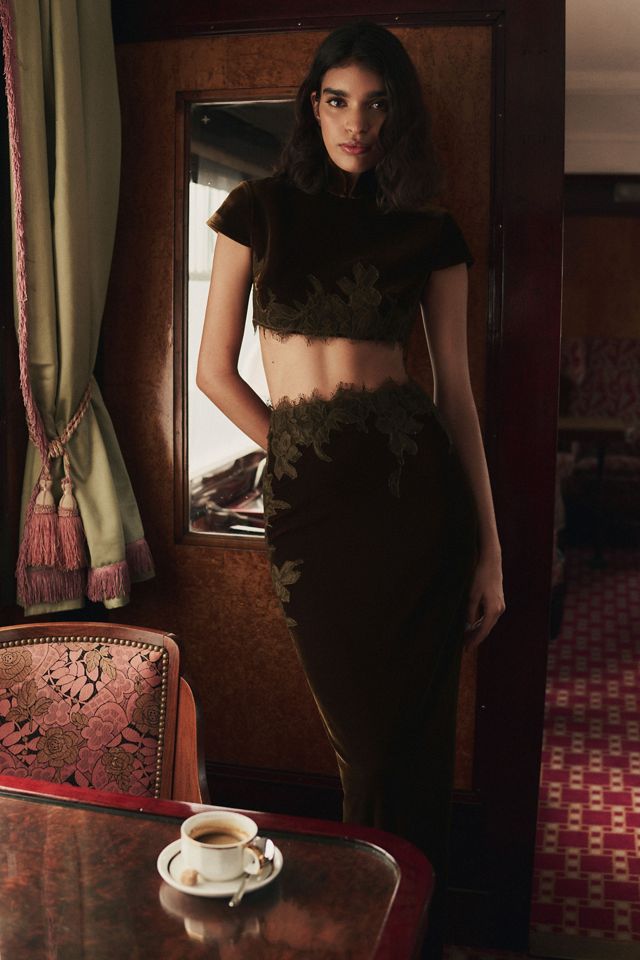 SAU LEE Morgana Velvet Maxi Skirt #1
