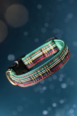Up Country Holiday Sparkle Plaid Dog Collar
