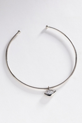 By Anthropologie East West Bezel-set Crystal Necklace In Silver