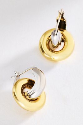 Luv Aj Two-Tone Interlock Hoop Earrings
