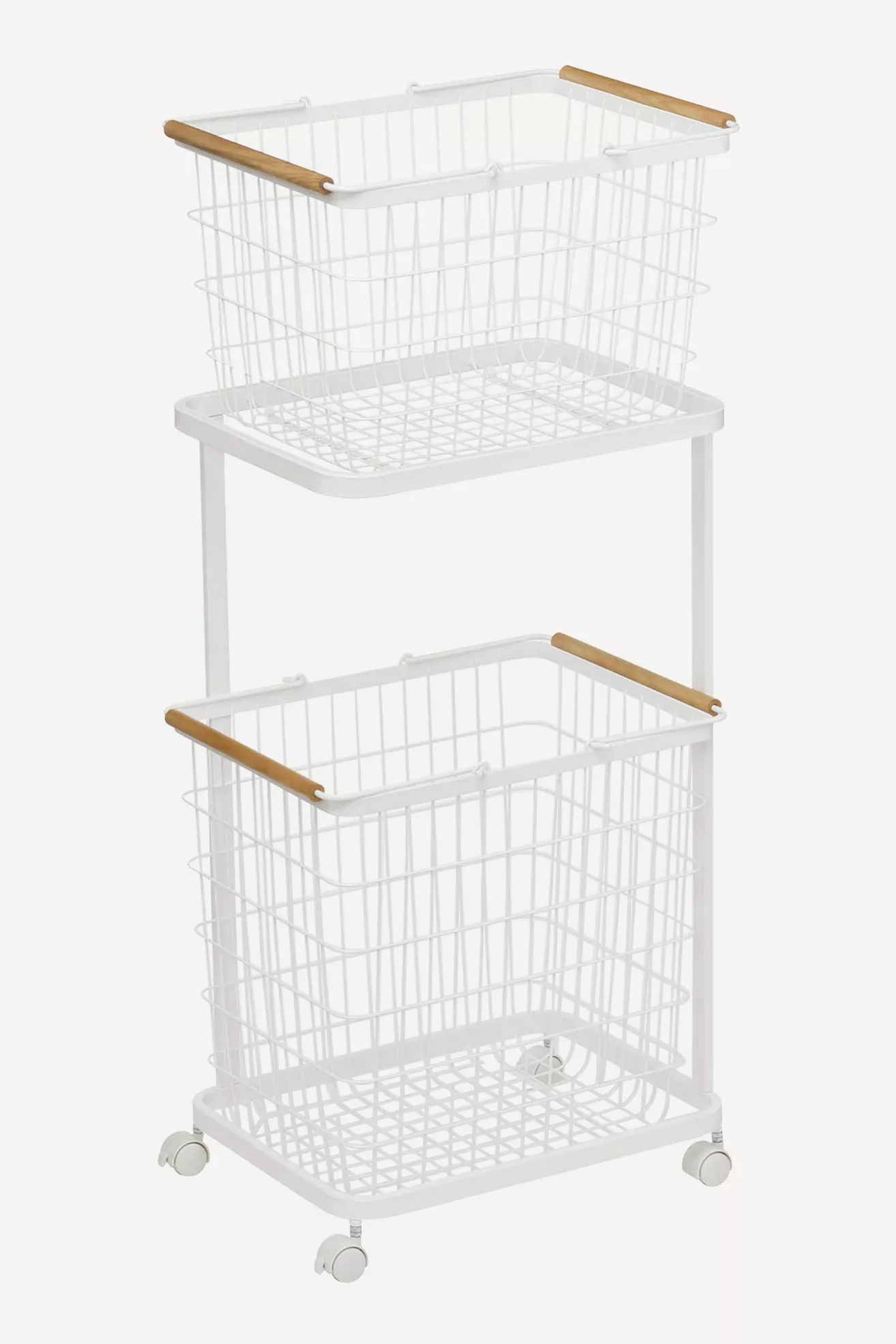 Two-Tier Rolling Laundry Cart and Wire Basket - thumbnail 7