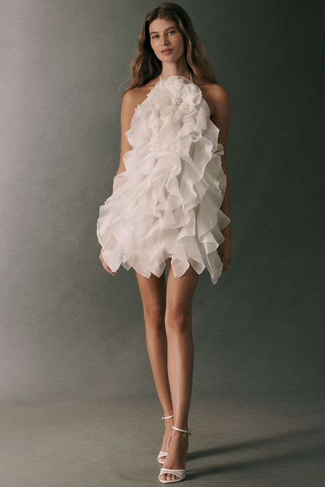 Retrofete Arina 100% Silk Ruffled Mini Dress #1