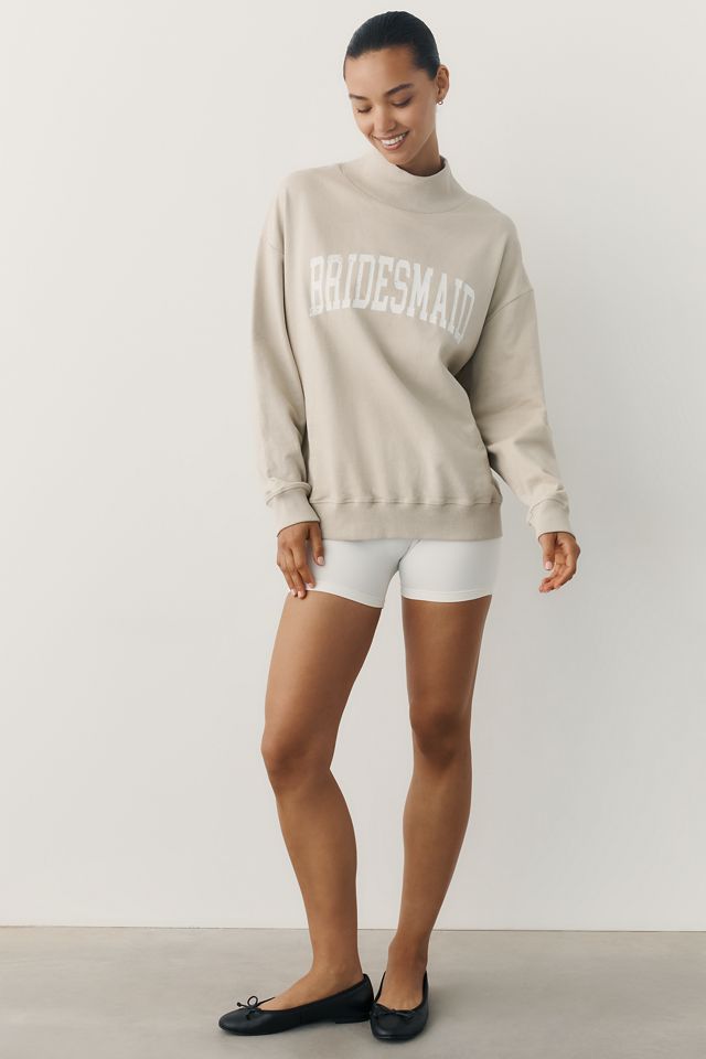 By Anthropologie Weddings Bridesmaid 100% Cotton Mock-Neck Sweatshirt #1