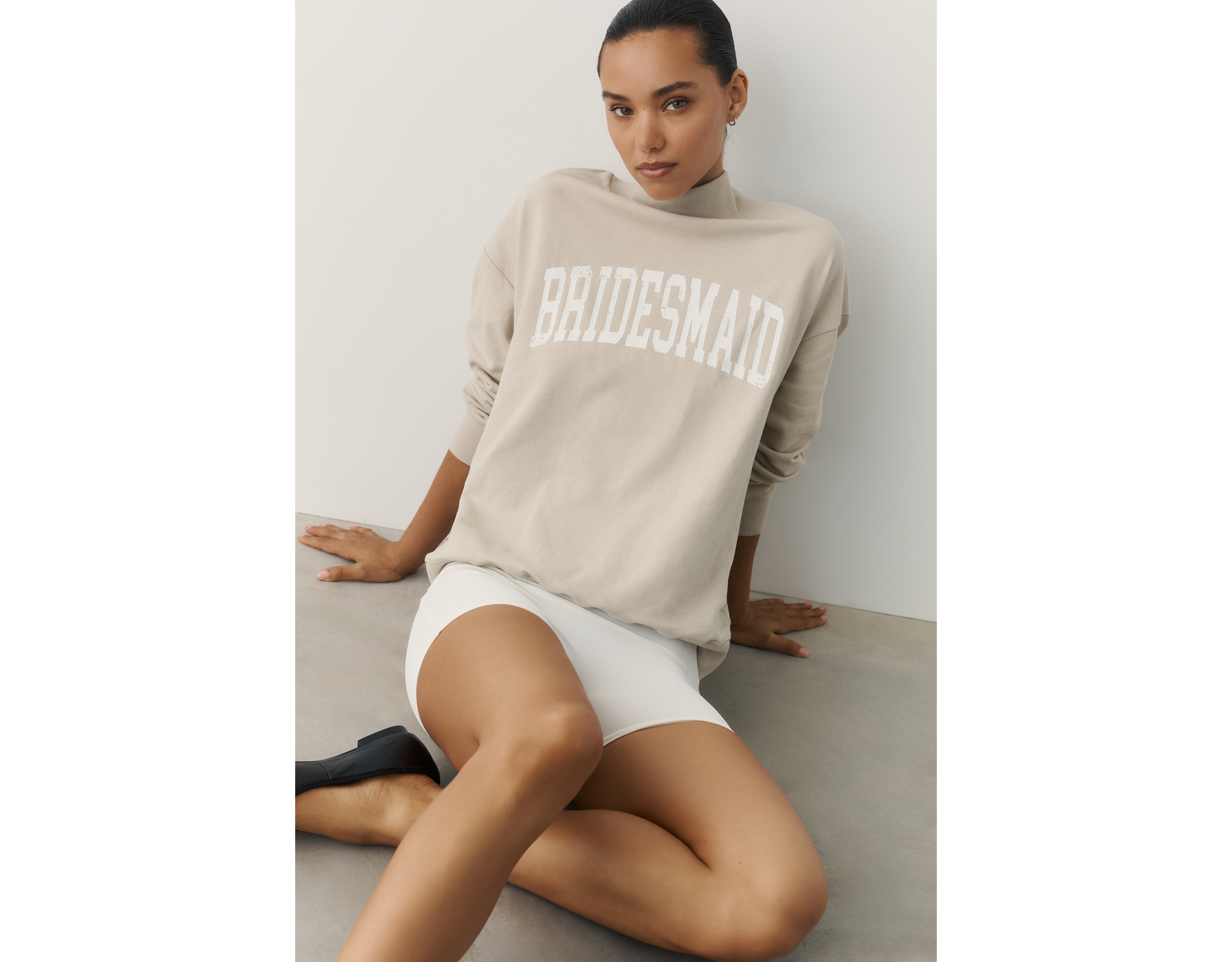 By Anthropologie Weddings Bridesmaid 100% Cotton Mock-Neck Sweatshirt
